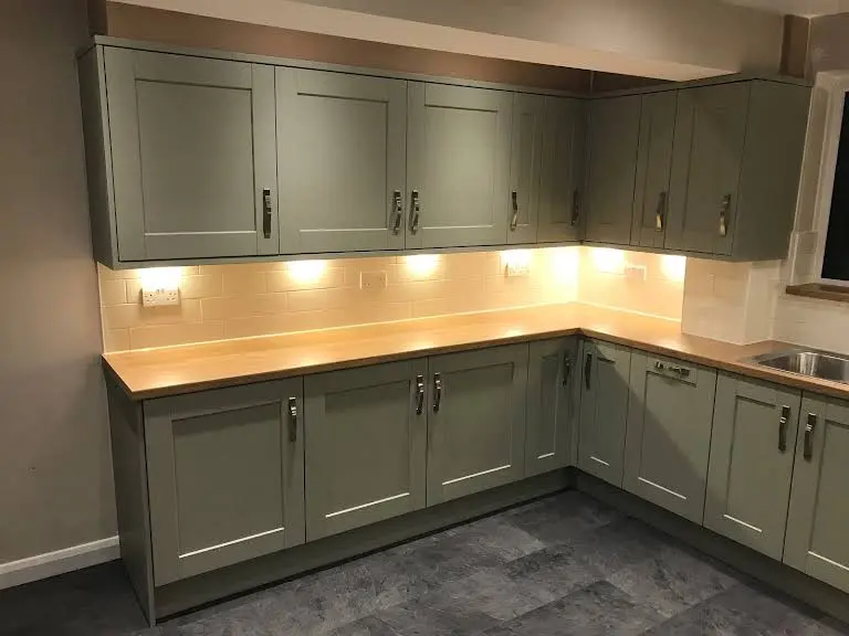Fitted kitchen with island and roof lights